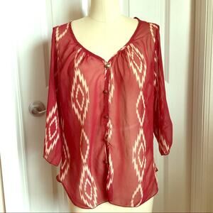 •Tovia• Sheer Maroon Blouse